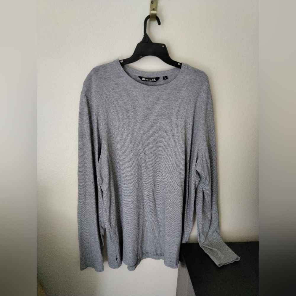 Travis Mathew Men's Shirt Striped Long Sleeve Pullover Shirt Grey Size XXL